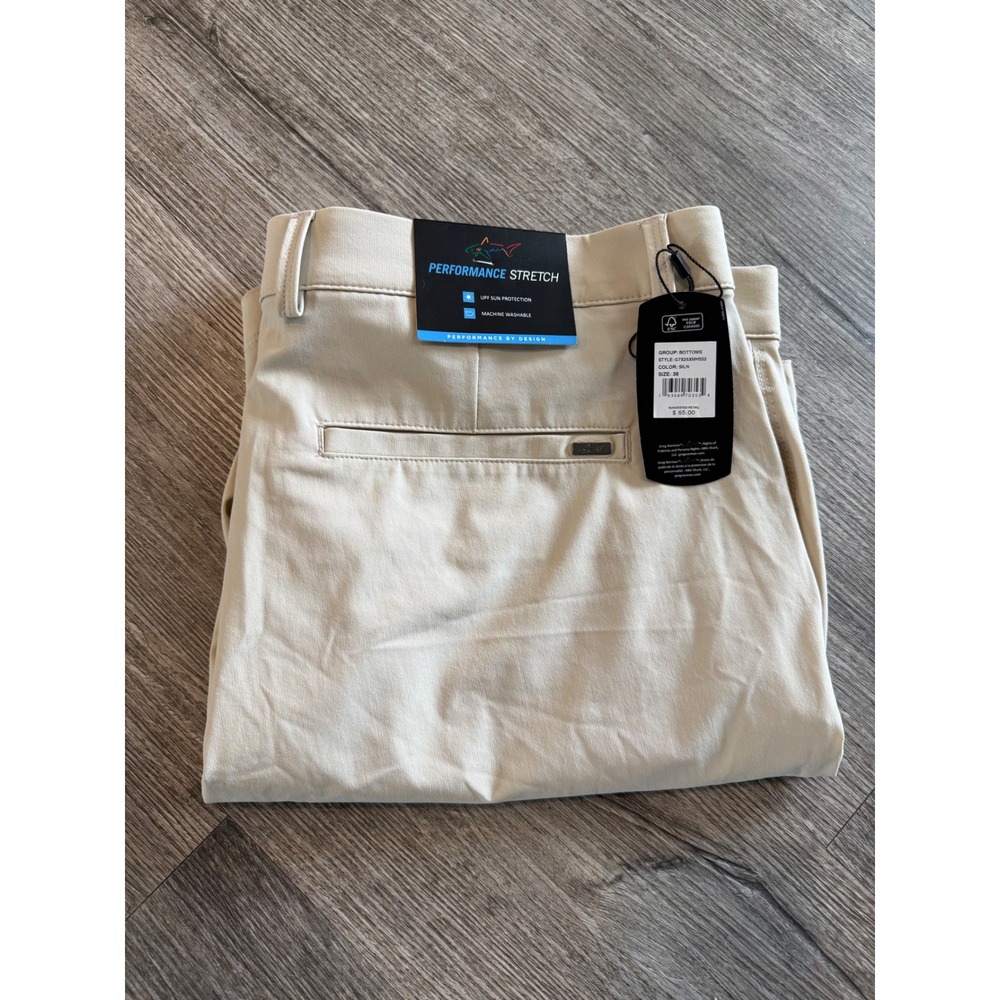 Greg Norman Mens khaki tan Performance Stretch Golf Shorts GNS2R402 Size 38 NWT